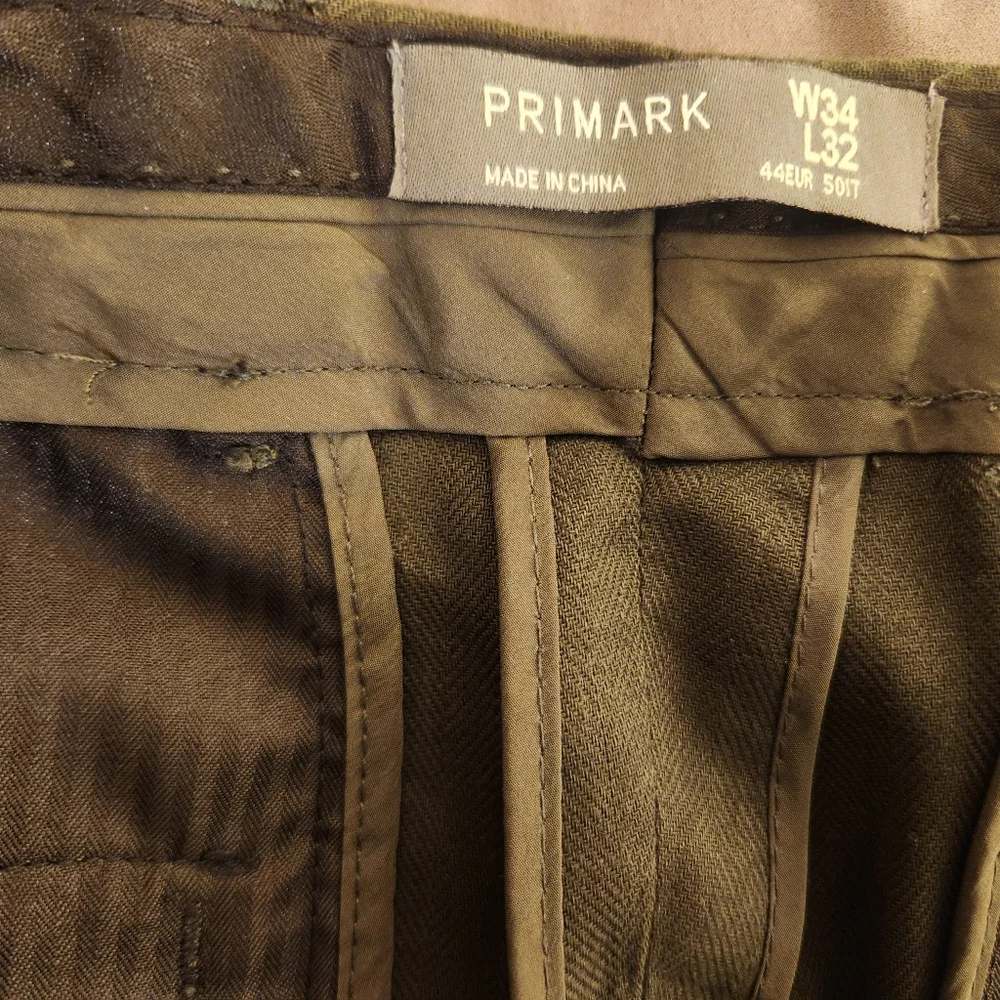Primark Olive Green Men's Linen & Cotton Slim Cut Single Breasted Suit Size 46R - Picture 15 of 16
